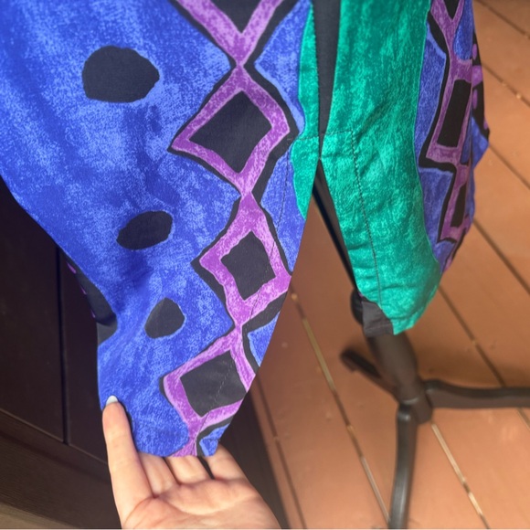 VTG Josephine Purple and Green Patterned Mini Tunic Dress. Size M. - Picture 8 of 8